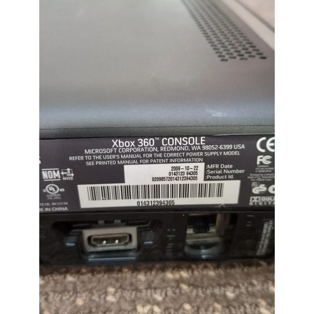 X Box 360 Elite Console‎ 120 GB Black Power Cord 1 Controller Madden 13